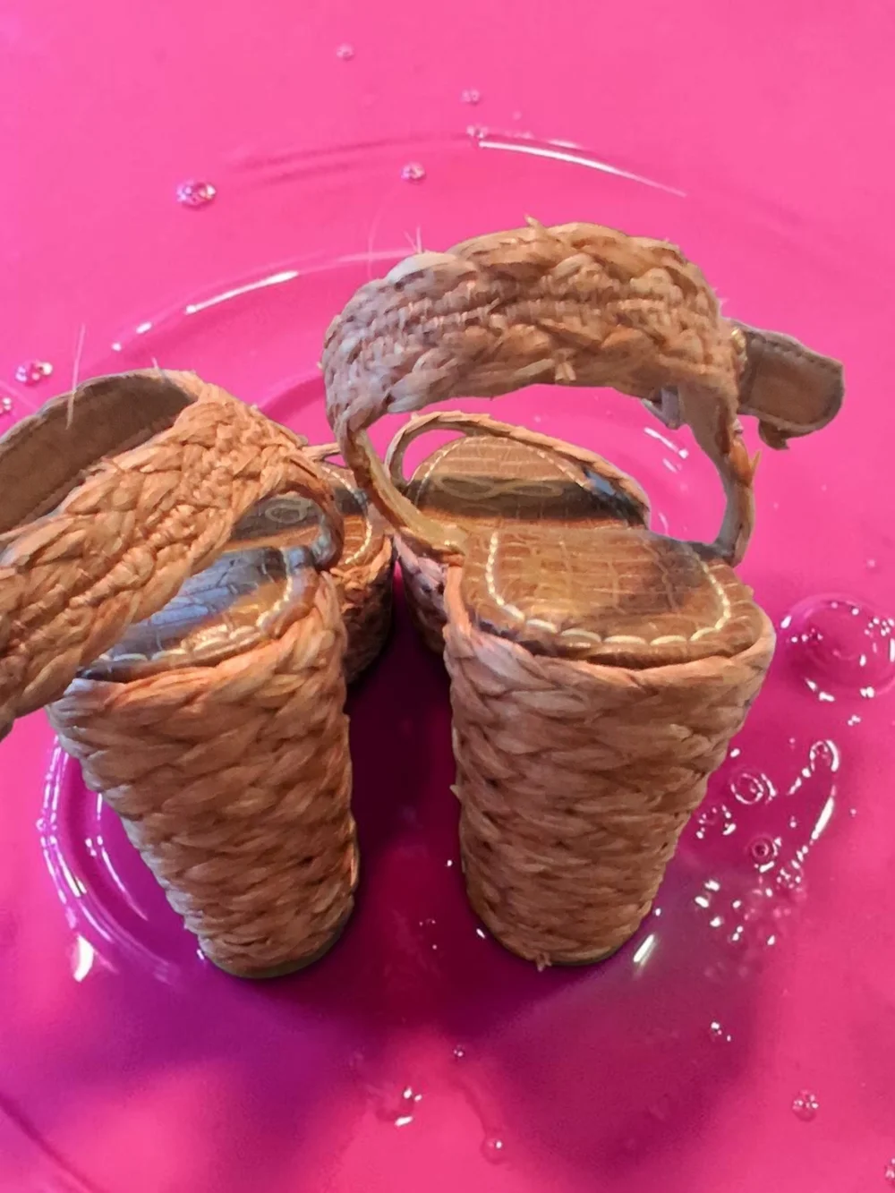 Sam Edelman wedge sandals braided raffia upper & platform Women's Shoes Size 7